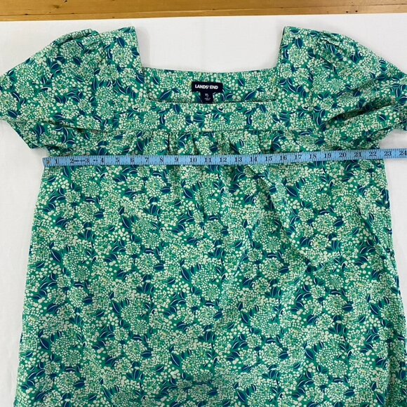 Lands' End Womens Size XL Floral Square Neck Boho Top Summer Chic Puffy Sleeves - Picture 10 of 11